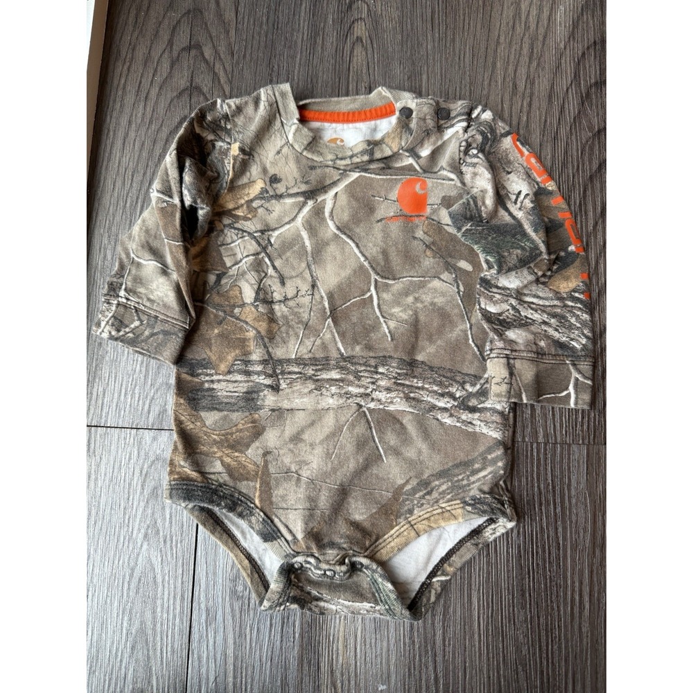Carhartt RealTree Size 12 MonthsCamo Long Sleeve One Piece Bodysuit Baby Hunting